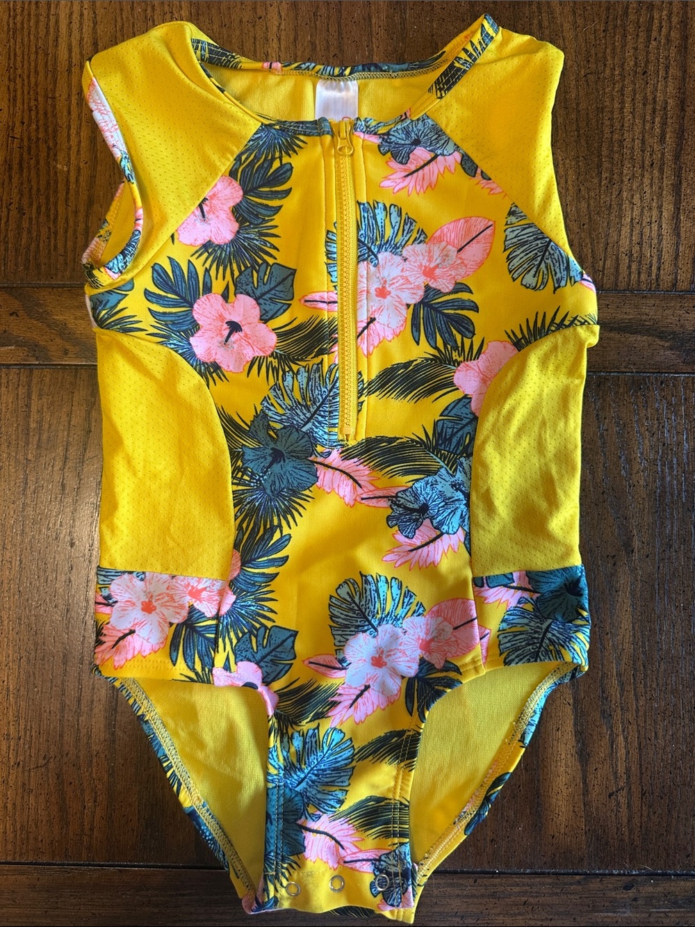 CAT & JACK | Girls' Yellow Tropical Zip-Front One-Piece Swimsuit Size 5T